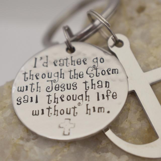 Id rather go through the storm with Jesus keychain.jpg